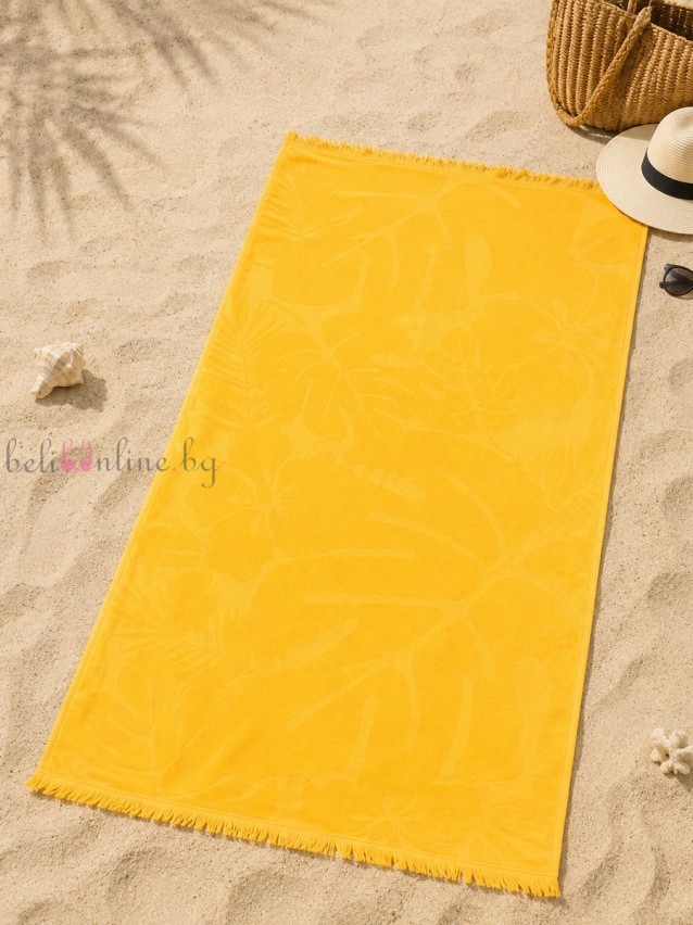 Плажна кърпа от хавлия Le comptoire de la plage 9674, жълт Плажна кърпа от хавлия Le comptoire de la plage 9674, жълт - Бански