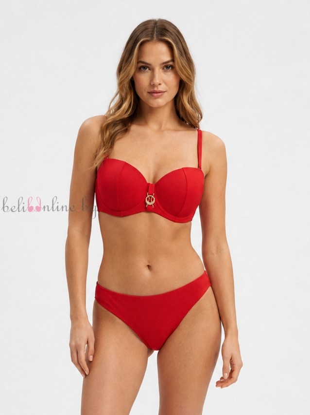 Бански комплект бриджитка с формовани чашки на банели и бикина LILLY FL49DU, DAIQUIRI, червен Бански комплект бриджитка с формовани чашки на банели и бикина LILLY FL49DU, DAIQUIRI, червен - Бански