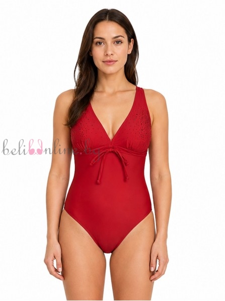 Цял дамски бански с камъчета Sweet Secret X3071, червен