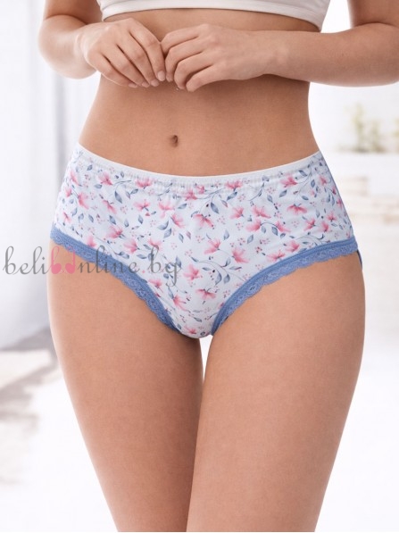 Дамски бикини от щампован памук с дантела Jadea 6480, denim