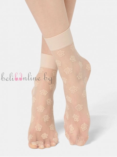 Къси фини дамски чорапи с флорални мотиви OROBLU LOVELY ROSE 6850, nude - Чорапи и чорапогащници