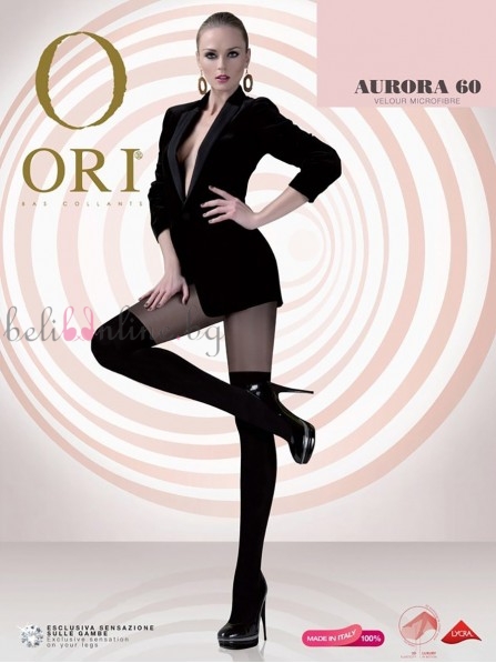 Дамски чорапогащник от 3D микрофибър имитиращ 7/8 чорапи ORI AURORA 60, 60 DEN, черен