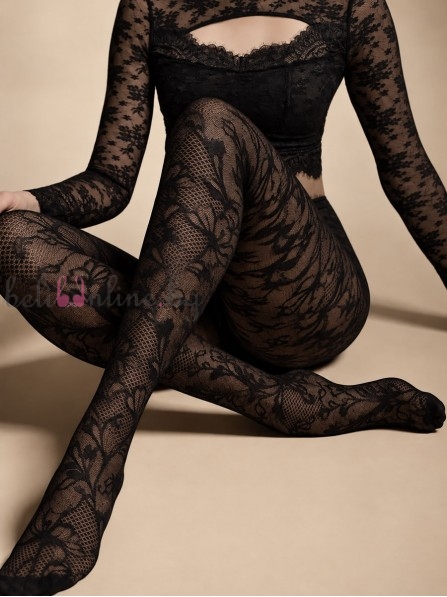 Дамски чорапогащник с флорален десен KNITTEX Chantilly 30 DEN, черен Дамски чорапогащник с флорален десен KNITTEX Chantilly 30 DEN, черен