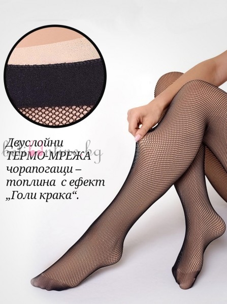Термо чорапогащник с контрастен външен слой мрежа MARILYN CHARLY F2IN1 - Чорапи и чорапогащници