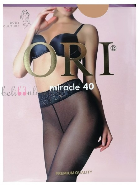 Чорапогащник без ограничител с дантелен колан ORI MIRACLE 40 DEN, телесен