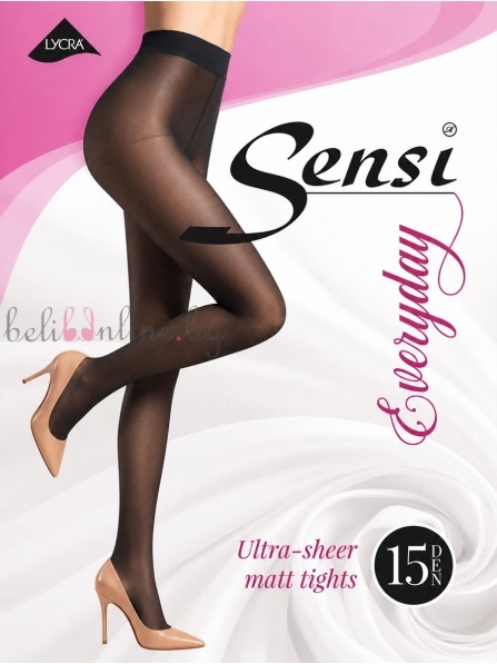Дамски чорапогащник с ограничител Sensi Everyday 15 DEN, черен