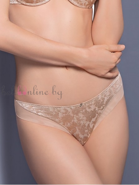 Дамска бразилиана от жакардов микрофибър и тюл Leilieve BY MANICARDI 7763, Haut Couture, caramel