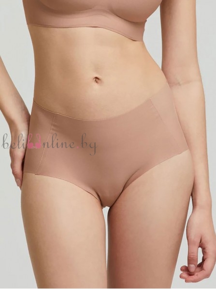 Лазерно изрязана бикина с висока талия от микрофибър Pompea SECOND SKIN HIGHT WAISTED BRIEF, телесен