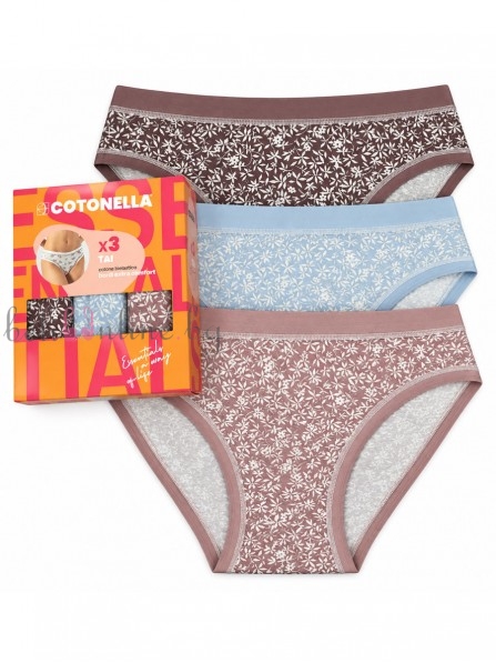Комплект 3 броя памучни бикини Cotonella GD504, 4P100 - Дамско бельо