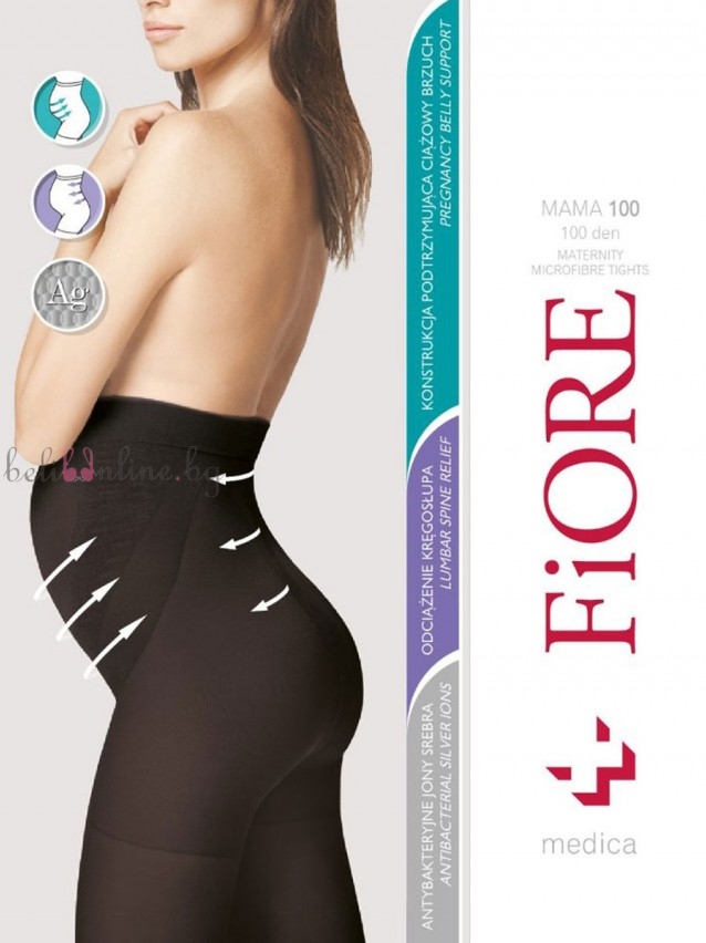 Чорапогаюник за бременни от микрофибър Fiore MAMA 100 DEN, черен Чорапогаюник за бременни от микрофибър Fiore MAMA 100 DEN, черен - Дамско бельо