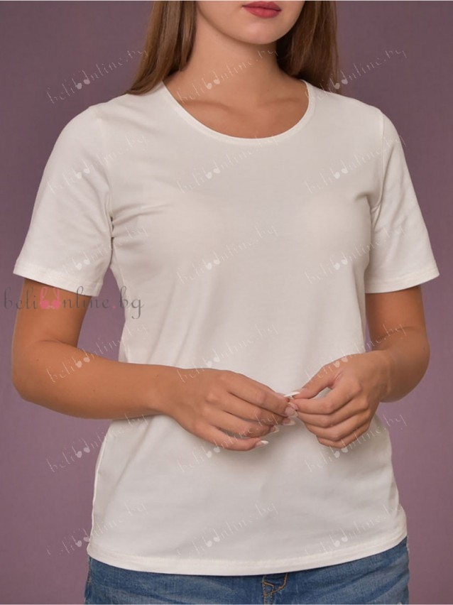 Дамска блуза с обло деколте и къси ръкави от памук Tyapti 0433, 2XL- 6XL - Дамско бельо