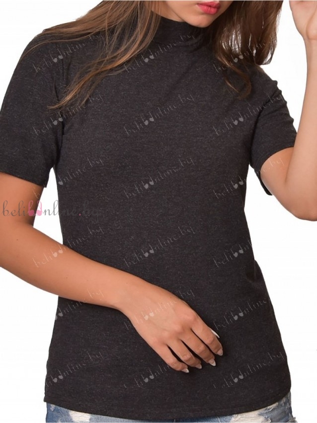 Вълнена дамска блуза полуполо с къси ръкави Tyapti 0429, 2XL-6XL - Дамско бельо