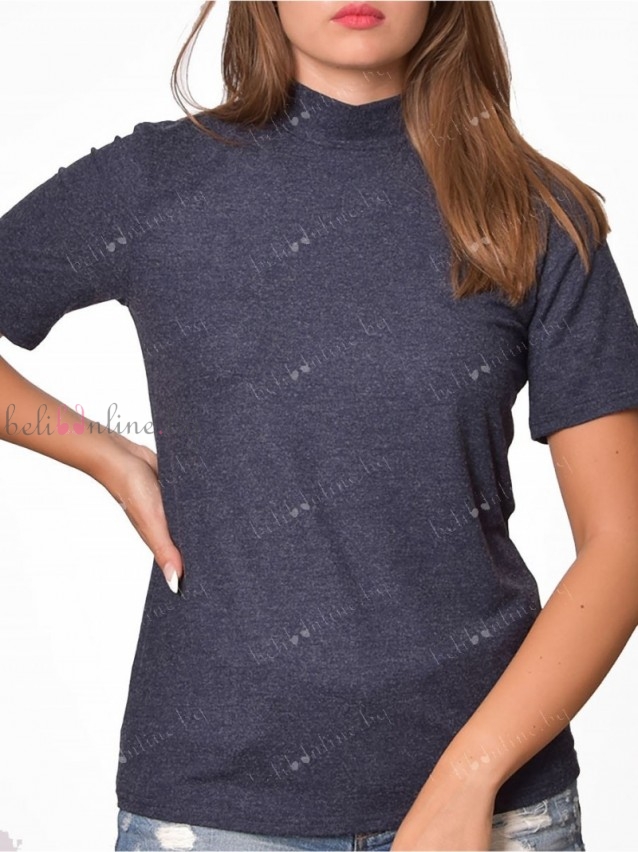 Вълнена дамска блуза полуполо с къси ръкави Tyapti 0429, 2XL-6XL - Дамско бельо