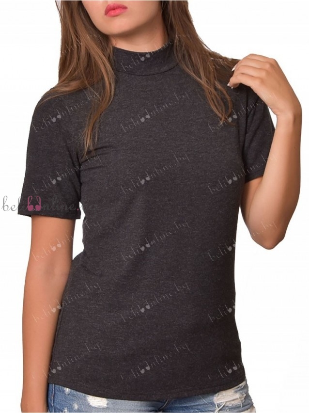 Вълнена дамска блуза полуполо с къси ръкави Tyapti 0429, 2XL-6XL - Дамско бельо