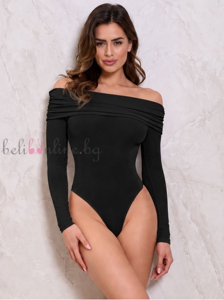 Дамско боди бикина с открити рамене от микрофибър Love and BRA 118651, черен
