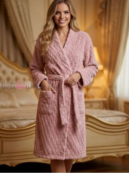 Дамски халат от мек жакардов полар TRESS 5435, бледорозов Дамски халат от мек жакардов полар TRESS 5435, бледорозов