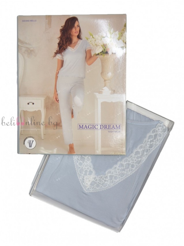 Дамска пижама MAGIC DREAM 8114, бледо сивосиньо - Дамско бельо