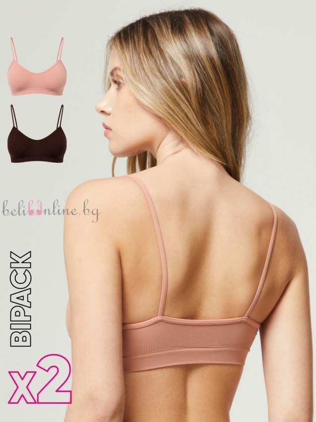 Комплект 2 броя безшевни бюстиета с тънки презрамки Pompea Seamless bralette 2 Комплект 2 броя безшевни бюстиета с тънки презрамки Pompea Seamless bralette 2 - Дамско бельо