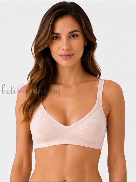 Памучно бюстие без подплънки и банели COTONELLA GD065, powder pink melange
