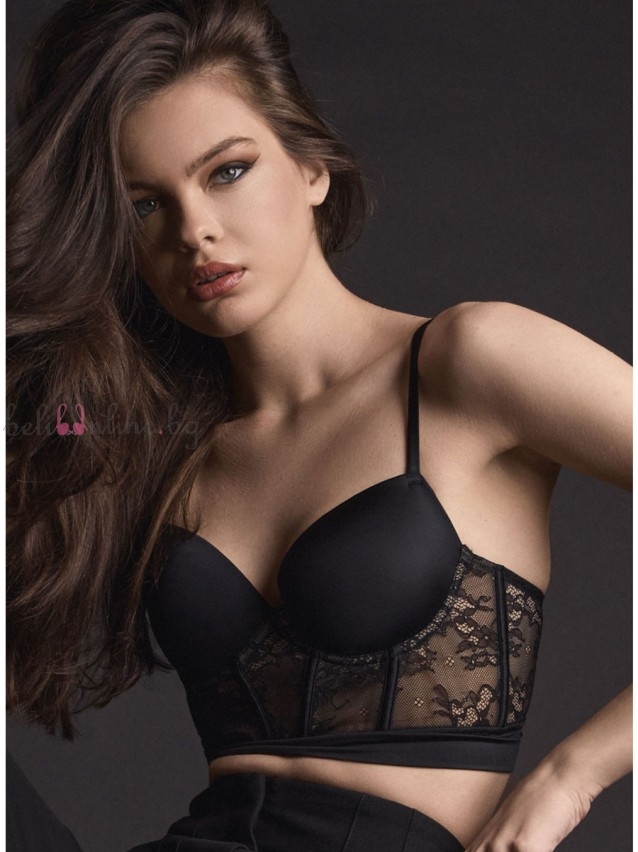 Дантелен корсет с формовани чашки на банели LORMAR 4548, CHARMING, nero Дантелен корсет с формовани чашки на банели LORMAR 4548, CHARMING, nero - Дамско бельо
