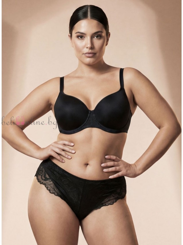 Сутиен балконет с формовани дишащи чашки на банели LORMAR ICONA 1452, UNICA LACE, черен - Дамско бельо