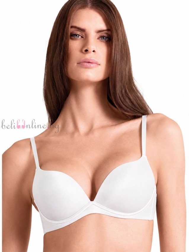 Сутиен с формовани push-up чашки без банели от микрофибър LORMAR DESIDERIO, бял Сутиен с формовани push-up чашки без банели от микрофибър LORMAR DESIDERIO, бял - Дамско бельо