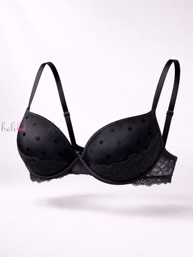 Сутиен с формовани double push-up чашки на банели LORMAR 4163, LIAISON, черен Сутиен с формовани double push-up чашки на банели LORMAR 4163, LIAISON, черен - Дамско бельо