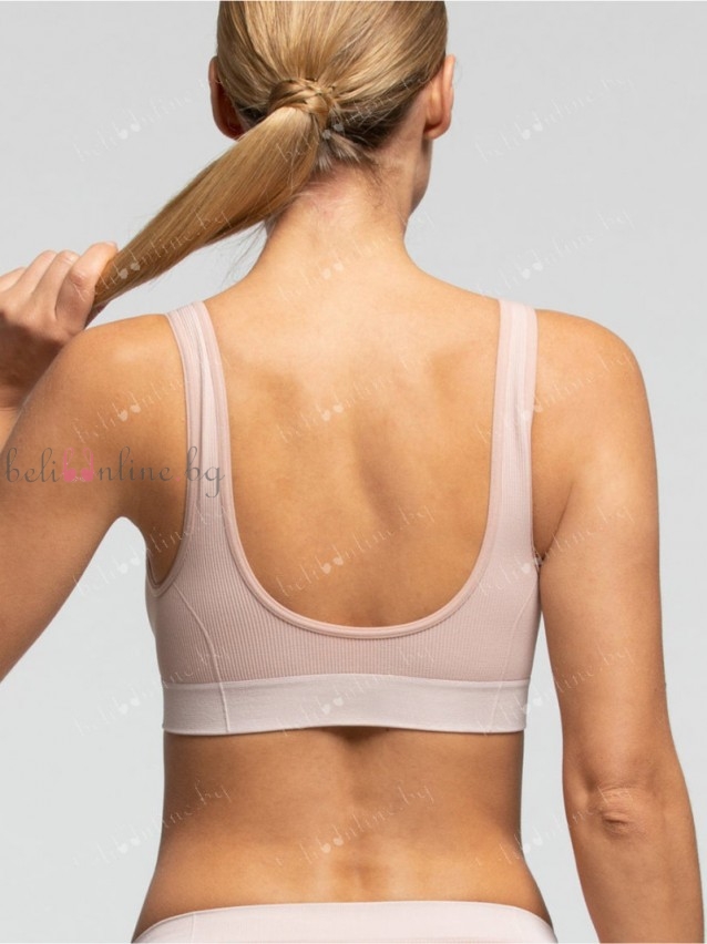 Безшевно бюстие с широки презрамки от микрофибър Pompea, Brassiere V Ecofriendly, телесен Безшевно бюстие с широки презрамки от микрофибър Pompea, Brassiere V Ecofriendly, телесен - Дамско бельо