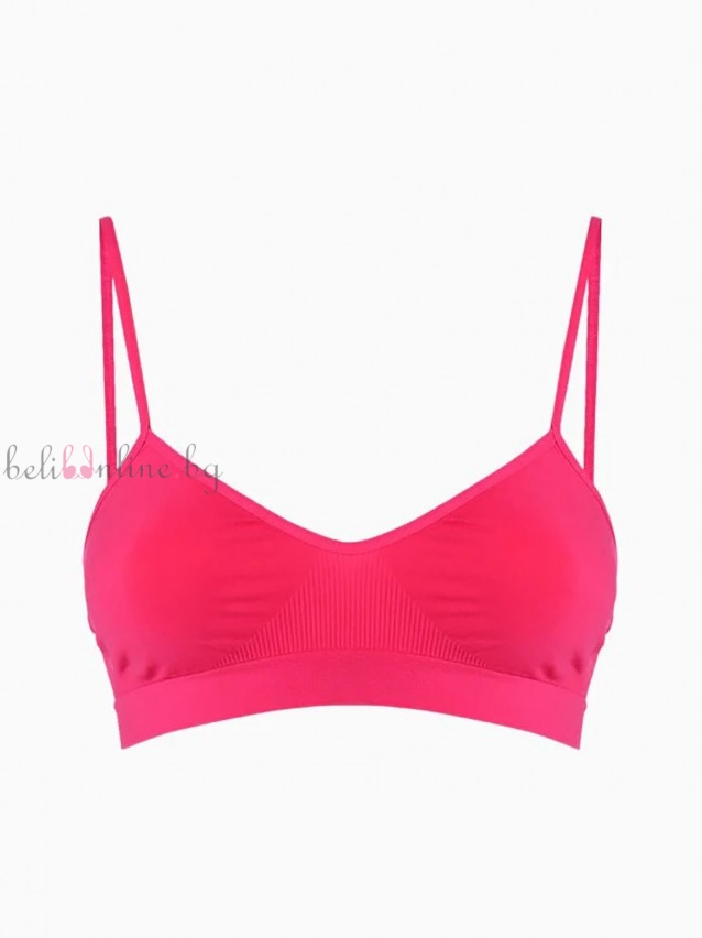 Безшевно бюстие с тънки презрамки от микрофибър pompea Brassiere Seamless Color, fucsia - Дамско бельо