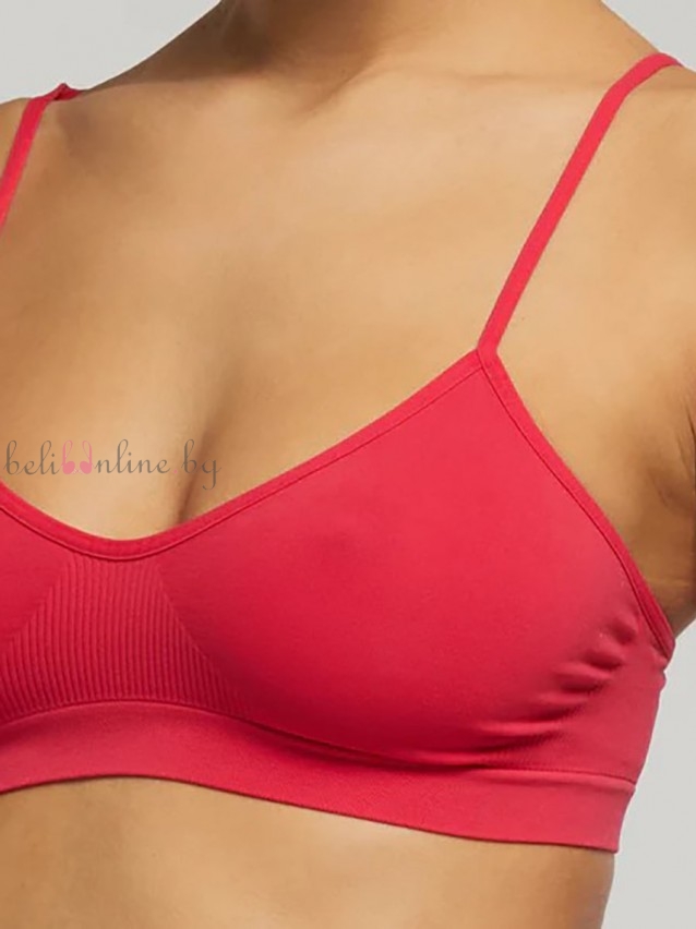 Безшевно бюстие с тънки презрамки от микрофибър pompea Brassiere Seamless Color, fucsia - Дамско бельо