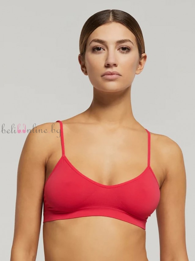 Безшевно бюстие с тънки презрамки от микрофибър pompea Brassiere Seamless Color, fucsia - Дамско бельо