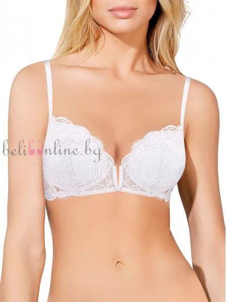 Дантелен сутиен с формовани чашки на банели LORMAR V-BRA FRIZZANTE, бял