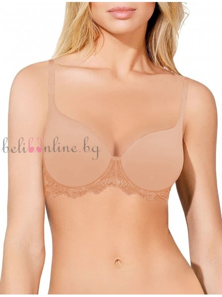 Сутиен с формовани чашки тип втора кожа и дантелен колан LORMAR MOUSSE PIZZO, noiset
