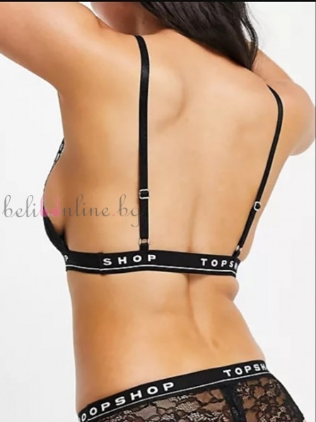 Дантелено бюстие с триъгълни чашки TOPSHOP 43A0, черен Дантелено бюстие с триъгълни чашки TOPSHOP 43A0, черен - Дамско бельо