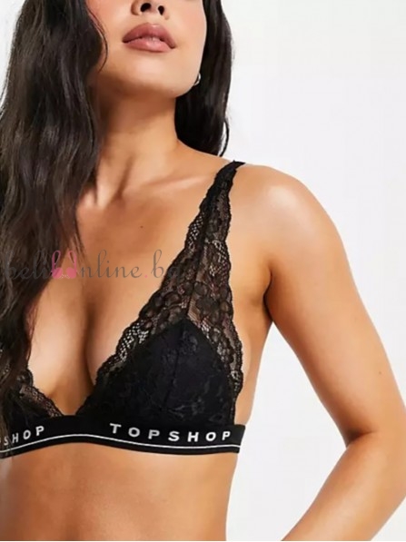 Дантелено бюстие с триъгълни чашки TOPSHOP 43A0, черен - Дамско бельо
