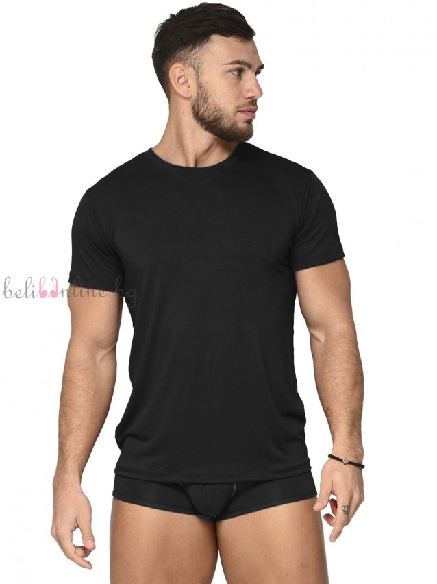 Памучна мъжка блуза с къси ръкви NEW SILHOUETTE 6781, черен Памучна мъжка блуза с къси ръкви NEW SILHOUETTE 6781, черен - Мъжко бельо