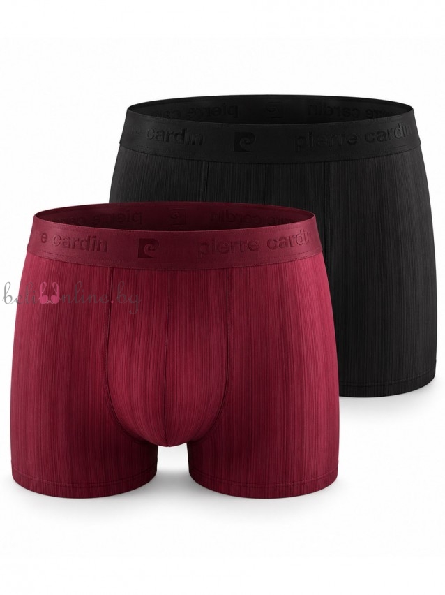 Комплект 2 броя мъжки боксери от микрофибър Pierre Cardin ANT/ASS1, nero, bordo - Мъжко бельо