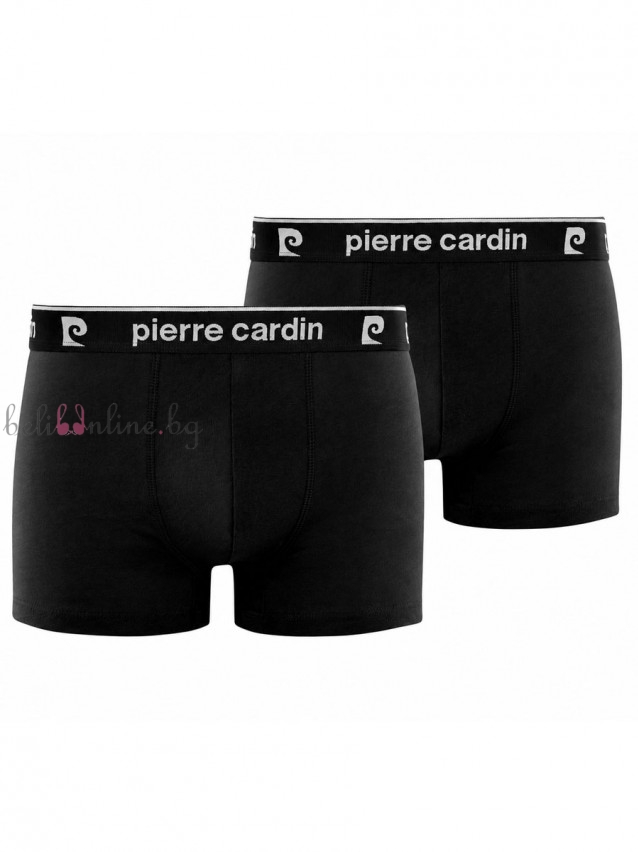 Комплект 2 броя мъжки боксери от памук Pierre Cardin BCX2/BAS/AS2, черен/черен - Мъжко бельо