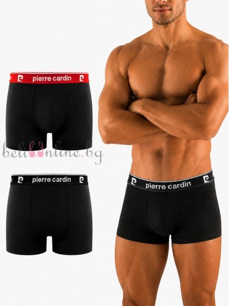 Комплект 2 броя мъжки боксери от памук Pierre Cardin BCX2/BAS/AS2, черен/червен Комплект 2 броя мъжки боксери от памук Pierre Cardin BCX2/BAS/AS2, черен/червен