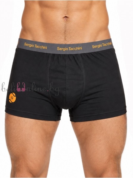 Памучен мъжки боксер с външен ластик SERGIO TACCHINI 7010/51, черен/жълт