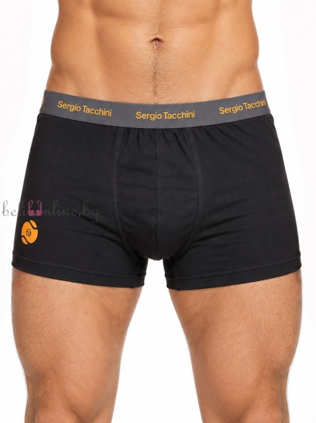 Памучен мъжки боксер с външен ластик SERGIO TACCHINI 7010/51, черен/жълт - Мъжко бельо