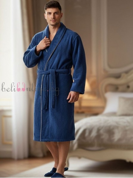 Топъл мъжки халат от плюш TRESS 6433, jeans Топъл мъжки халат от плюш TRESS 6433, jeans