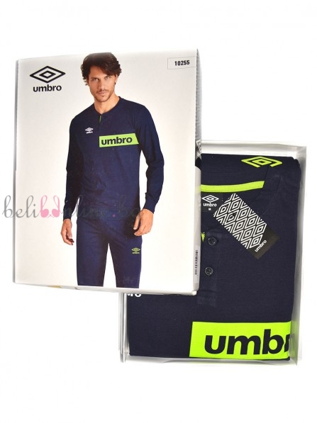 Мъжка памучна пижама UMBRO 10255, тъмносин - Мъжко бельо