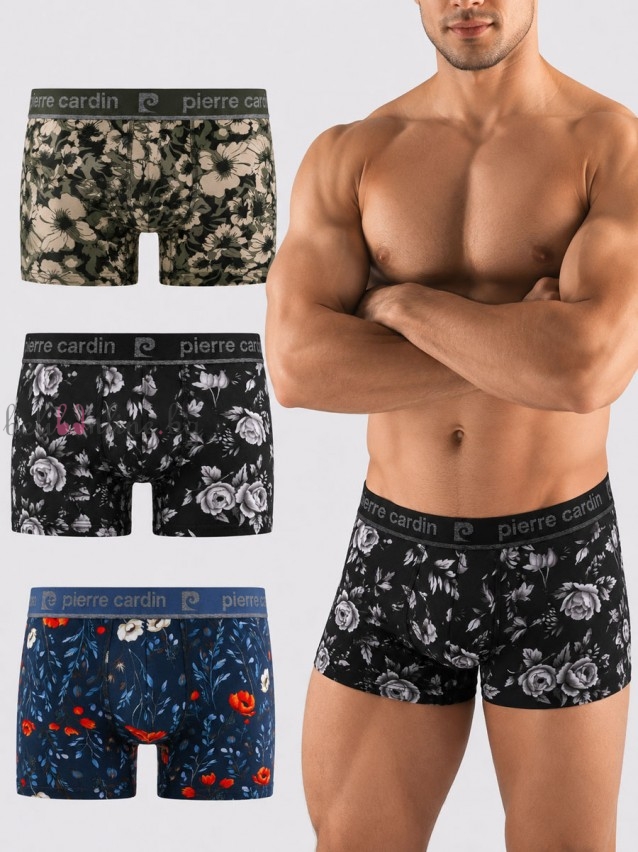 Комплект 3 броя мъжки боксери със щампа Pierre Cardin FLO/ASS2 Комплект 3 броя мъжки боксери със щампа Pierre Cardin FLO/ASS2 - Мъжко бельо