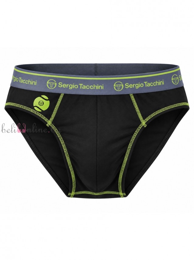 Памучен мъжки слип с външен ластик SERGIO TACCHINI 7010/51, черен - Мъжко бельо