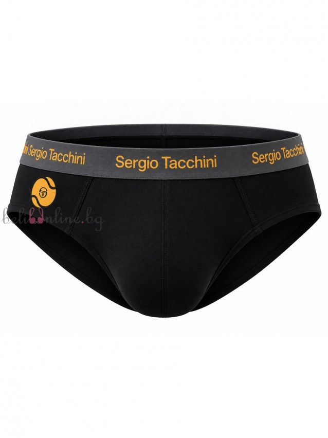 Памучен мъжки слип с външен ластик SERGIO TACCHINI 7010/51, черен - Мъжко бельо