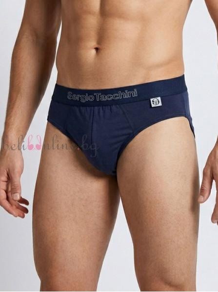 Памучен мъжки слип с външен ластик SERGIO TACCHINI 7010, тъмносин