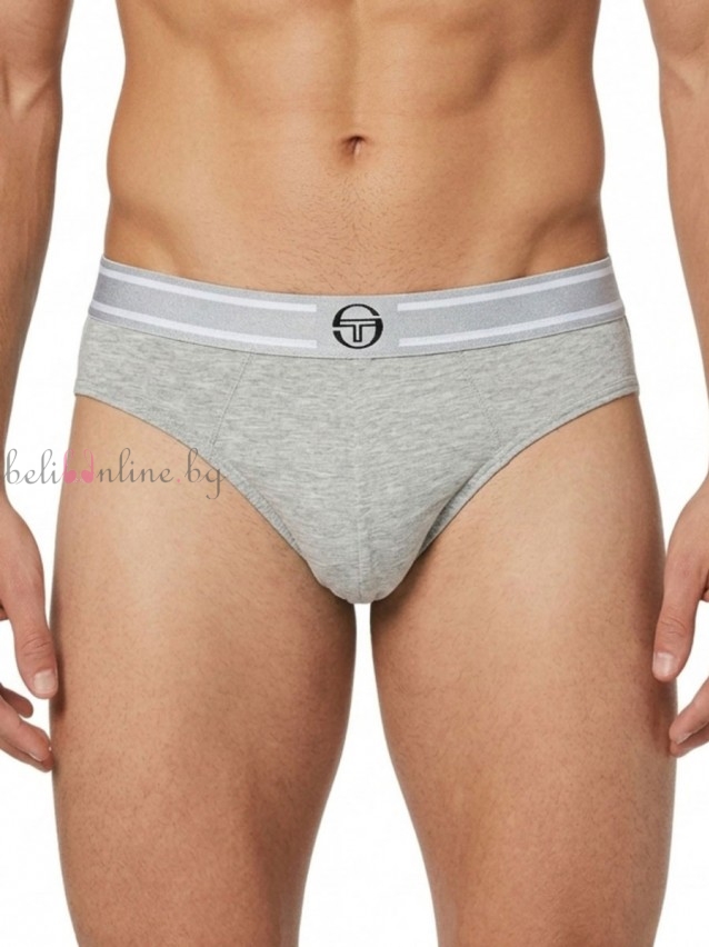 Памучен мъжки слип с външен ластик SERGIO TACCHINI 9018, grigio melange - Мъжко бельо